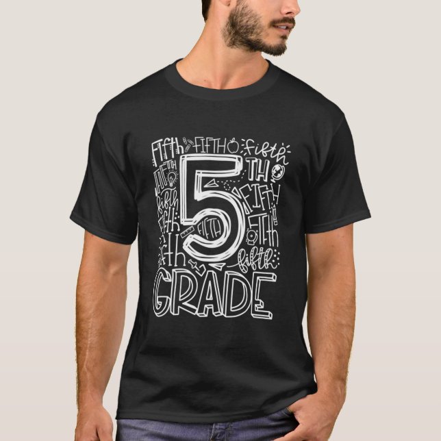 5Th Grade Typography Team Fifth Grade Teacher Back T Shirt (Framsida)