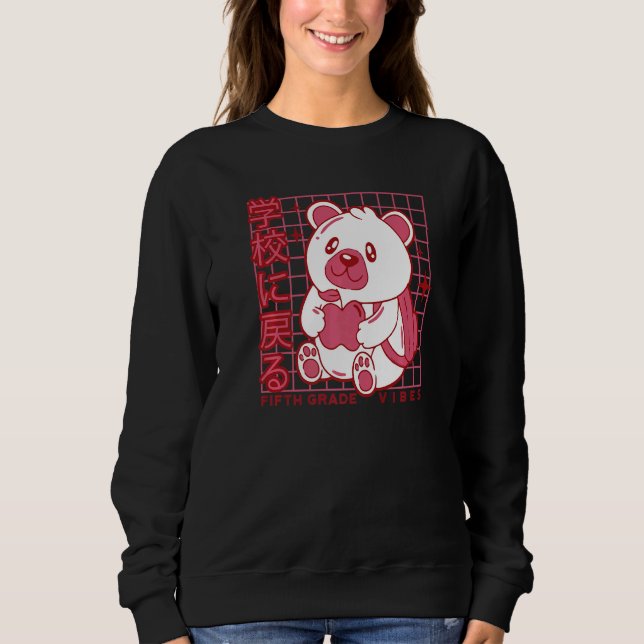 5th Grade Vibes Back to School Teddy Bear Japanese T Shirt (Framsida)
