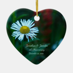 5th hjärtformade bröllopsdag för daisy julgransprydnad keramik