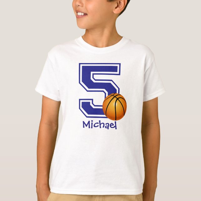 5th Personlig för födelsedagpojkebasket T-shirt (Framsida)