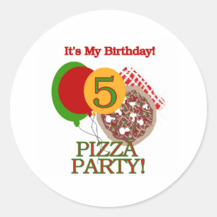 5th Pizzapartyfödelsedag Runt Klistermärke