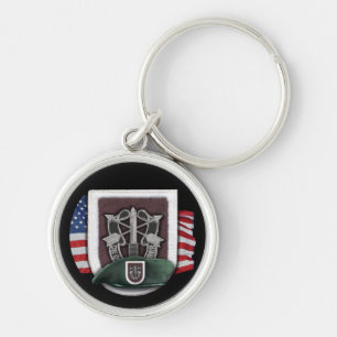 5th Speciella basker Keychain för styrkagruppgrö Rund Silverfärgad Nyckelring