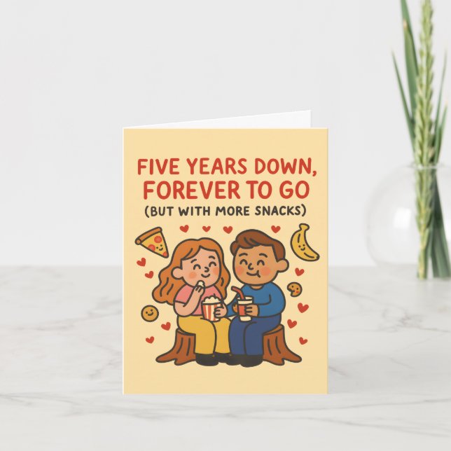 5th wedding anniversary Five Years Down, Forever Kort (Framsida)