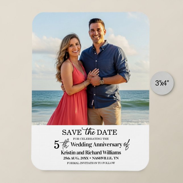 5th Wedding Anniversary Save the Date Photo Magnet (Skapare uppladdad)