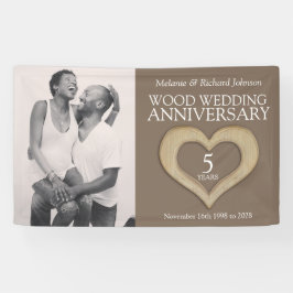 5th wood wedding anniversary heart photo