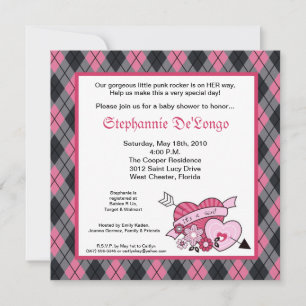 5x5 Punk EMO Rocker Argyle Baby Shower-inbjudan Inbjudningar