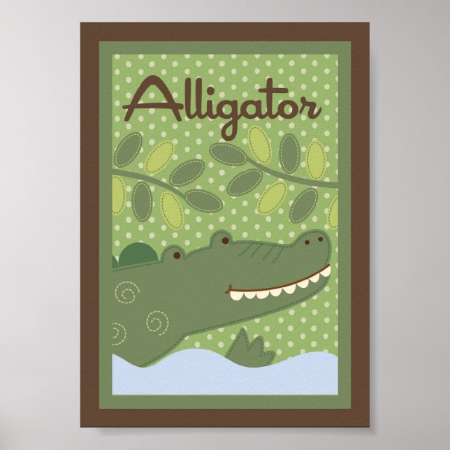 5x7 "Alligato" Jungle Safari Baby Bedding Wall Art Poster (Framsidan)