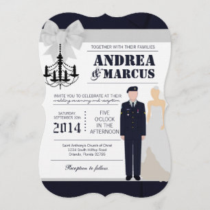 5x7 ARMY Blues Bride Uniform Wedding bjudning Inbjudningar