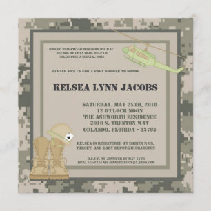 5x7 Baby Shower Inbjudan ARMY Camo ACU Print
