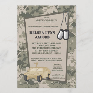 5x7 Baby Shower Inbjudan ARMY Kamouflage ACU Print