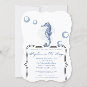 5x7 Babybojinbjudan Seahorse Ocean Beach Inbjudningar