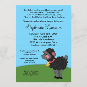 5x7 Bah Black Sheep Nursery Baby Shower-inbjudan Inbjudningar