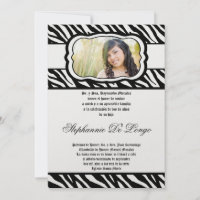 5x7 Blac Zebra tryck Patter Quinceanera-inbjudan