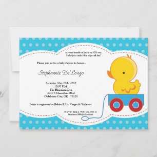 5x7 Blått Polkadot Anka Baby Shower-inbjudan Inbjudningar