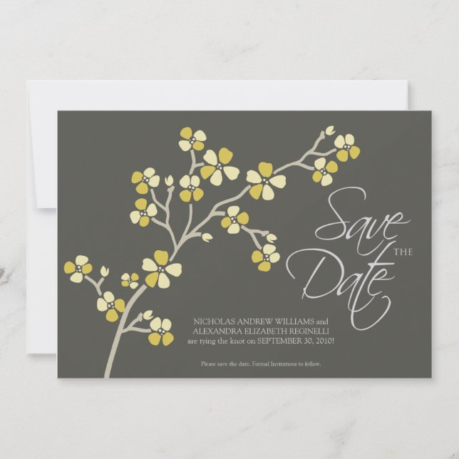 5X7 Blommar Designer för körsbär Spara datum: citr Datumet (Framsida)