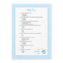 5x7 Blue Gingham Trivia Shower Game