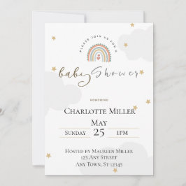 5x7 Boho Rainbow Baby Shower Invitation Inbjudningar