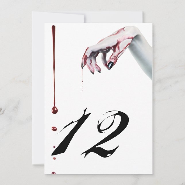 5x7 Bordsnummer Card zombie-blodsdroppvampyr Go (Framsida)