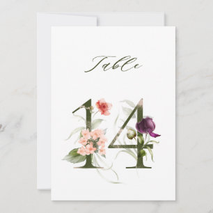 5x7 Botanisk Blommig Nummer 14, Bordskort