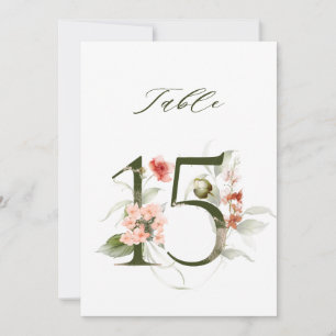 5x7 Botanisk Blommig Nummer 15, Bordskort