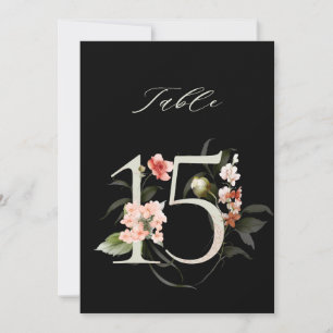 5x7 Botanisk Blommig Nummer 15, Svart Bordskort