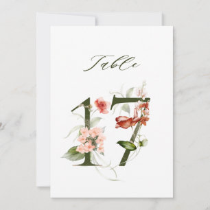 5x7 Botanisk Blommig Nummer 17, Bordskort