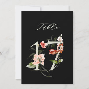 5x7 Botanisk Blommig Nummer 17, Svart Bordskort