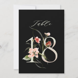 5x7 Botanisk Blommig Nummer 18, Svart Bordskort