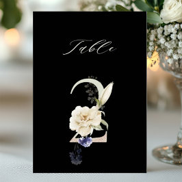 5x7 Botanisk Blommig Nummer 2, Svart Bordskort