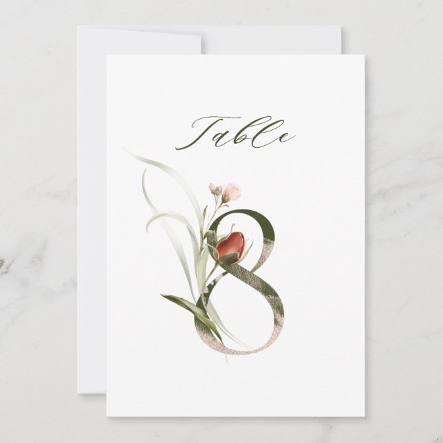 5x7 Botanisk Blommig Nummer 8, Bordskort (Framsida)