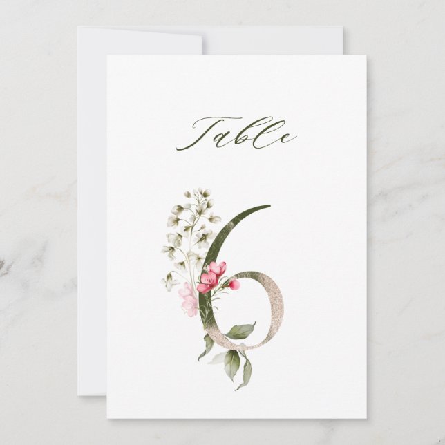 5x7 Botaniskt Blommigt Nummer 6, Bordskort (Framsida)