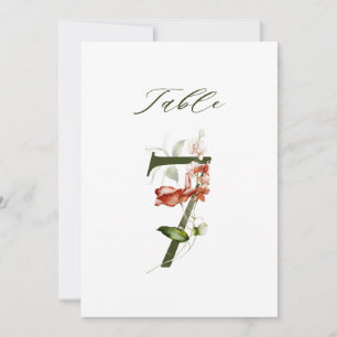 5x7 Botaniskt Blommigt Nummer 7, Bordskort
