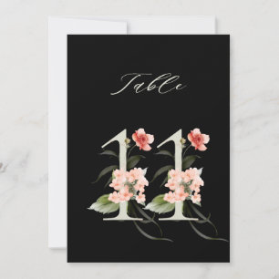 5x7 Botaniskt blomster Nummer 11, Svart Bordskort