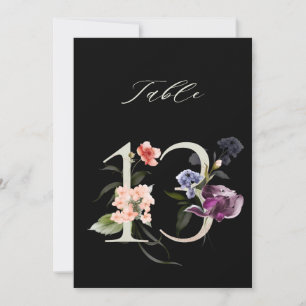 5x7 Botaniskt blomstermönster Nummer 13, Svart Bor Inbjudningar