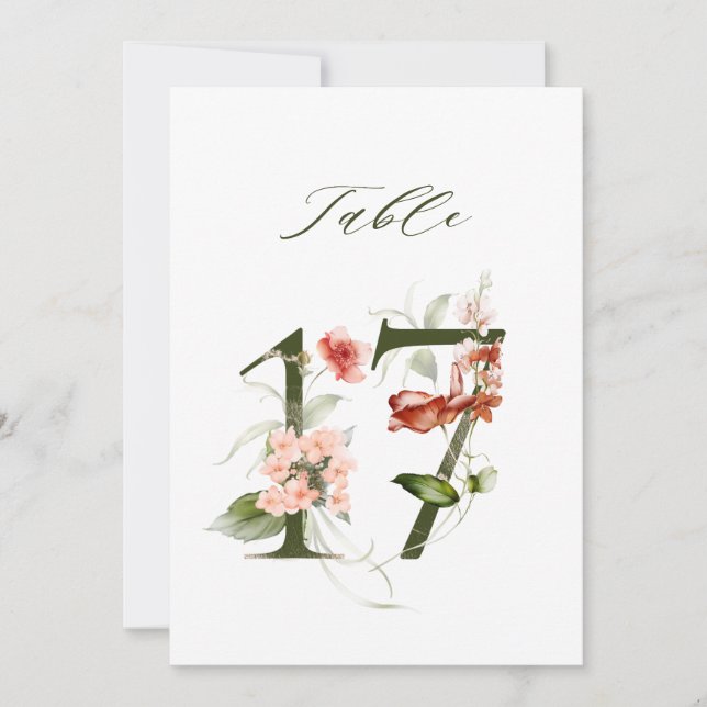 5x7 Botaniskt blomstermönster Nummer 17, Bordskort (Framsida)