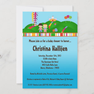 5x7 Candy Land Glass- och Godis-temat Bebis-fest I Inbjudningar