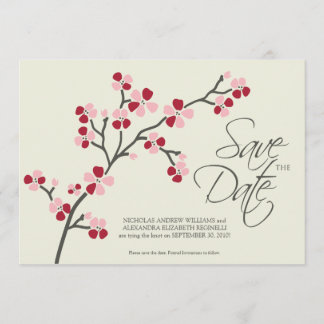 5X7 Cherry Blommar Designer Spara datum 2 röd Datumet