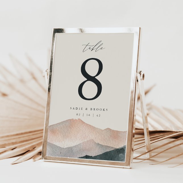 5x7" Desert Mountain Sunset Table Number Card Inbjudningar (Skapare uppladdad)