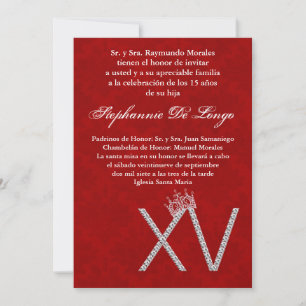 5x7 Diamant Rubinfärgad Quinceanera Födelsedagsinb Inbjudningar