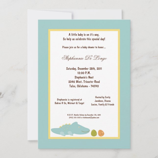 5x7 Dinosaur Baby Shower-inbjudan Inbjudningar (Framsida)
