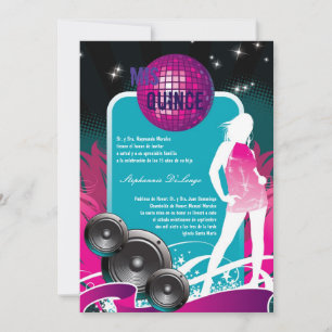5x7 DJ Dance Party Girl Quinceanera-inbjudan Inbjudningar