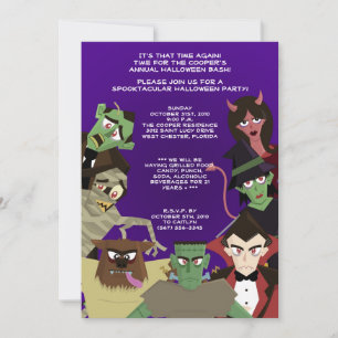 5x7 DraculaMonster Halloween Bash Party-inbjudan Inbjudningar
