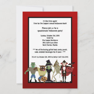 5x7 DraculaMonster Halloween Bash Party-inbjudan Inbjudningar