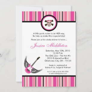 5x7 Flickig Punkrockare Baby Shower Inbjudan