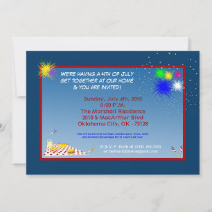 5x7 Fourth 4th of July Party Barbecue Invitation Inbjudningar