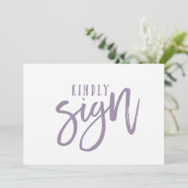 5X7 Gästbokssköld | Penselkalligrafi (Lavendel)