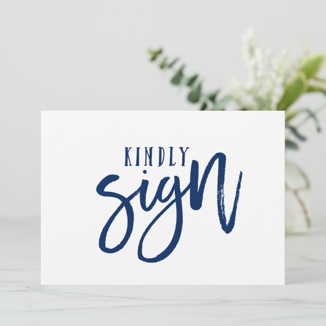 5X7 Gästbokssköld | Penselkalligrafi (Navy) (Stående Fram)