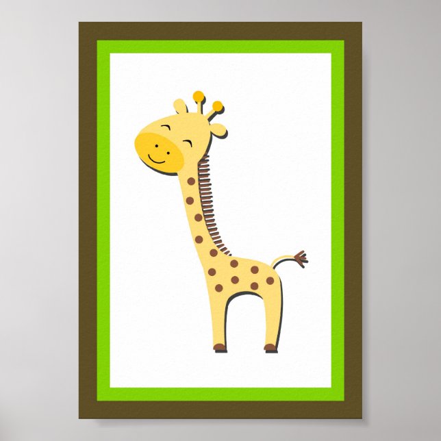 5X7 Giraffe Jungle Animal Wall Art Poster (Framsidan)