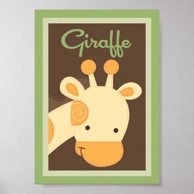 5x7 "Giraffe" Jungle Safari Baby Bedding Wall Art Poster (Framsidan)