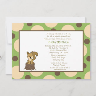 5x7 Grönt och Brun bläckpatroner till babyskor Inbjudningar